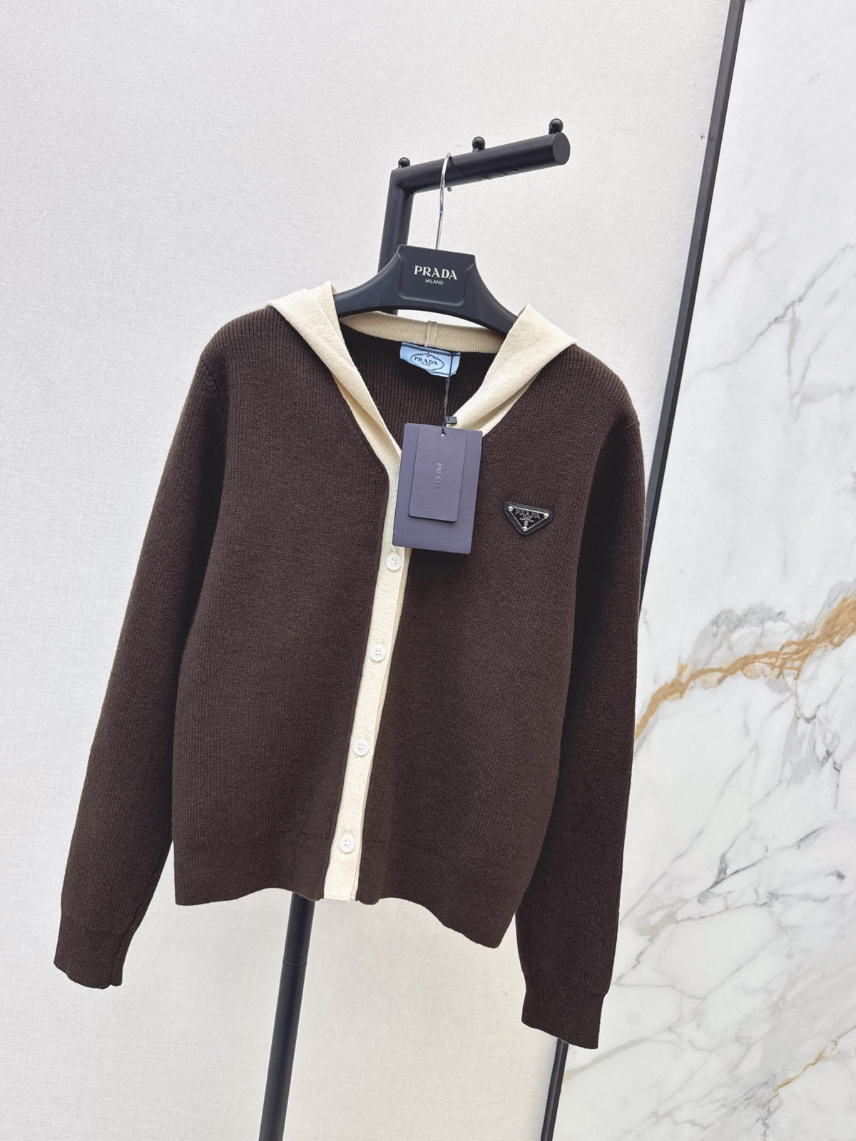26FW New Color-Block Hooded Knit Cardigan 🤍🤎
