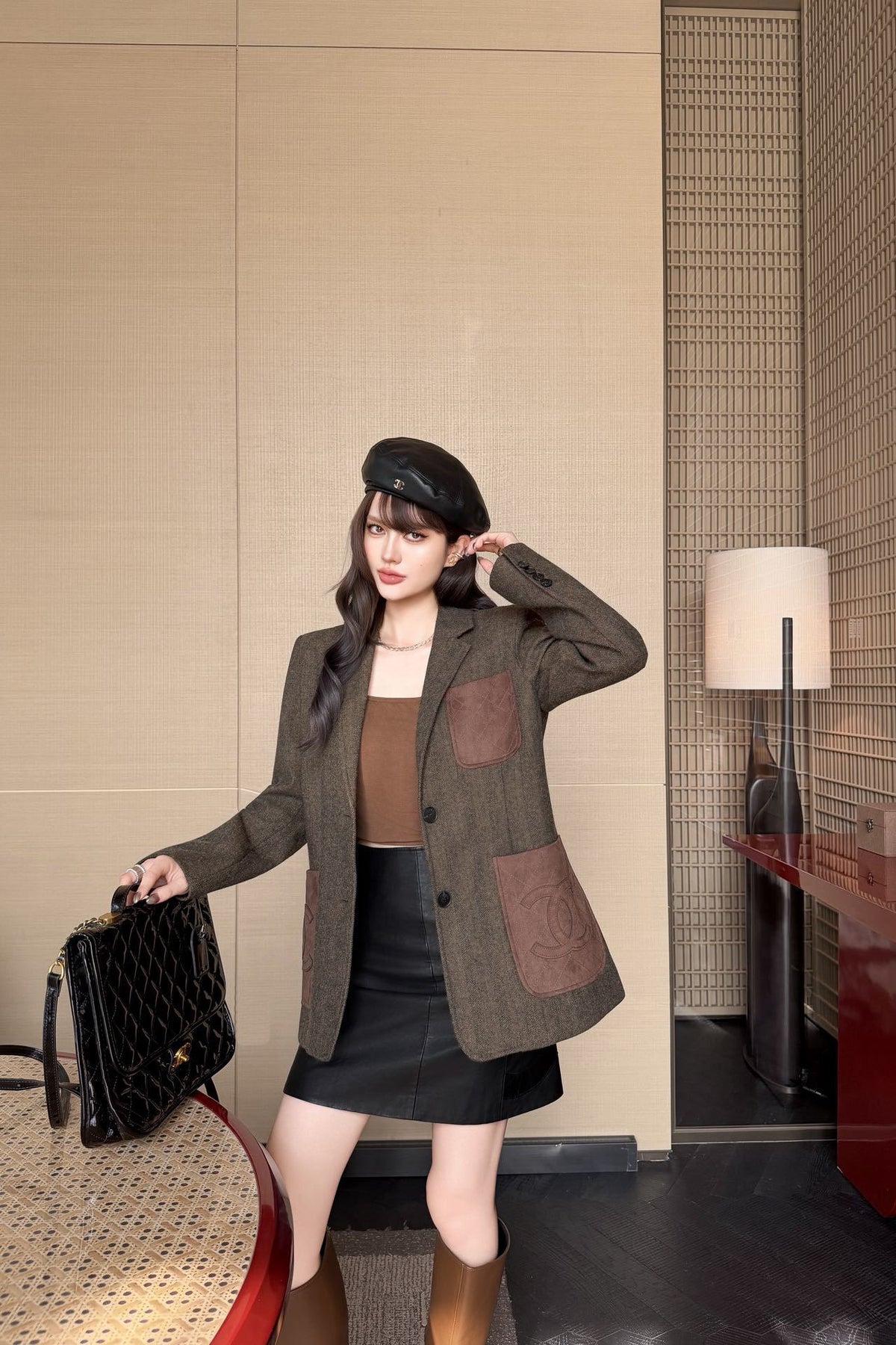 26FW New Oversized Blazer with Contrast-Color Pocket Detail 🤎