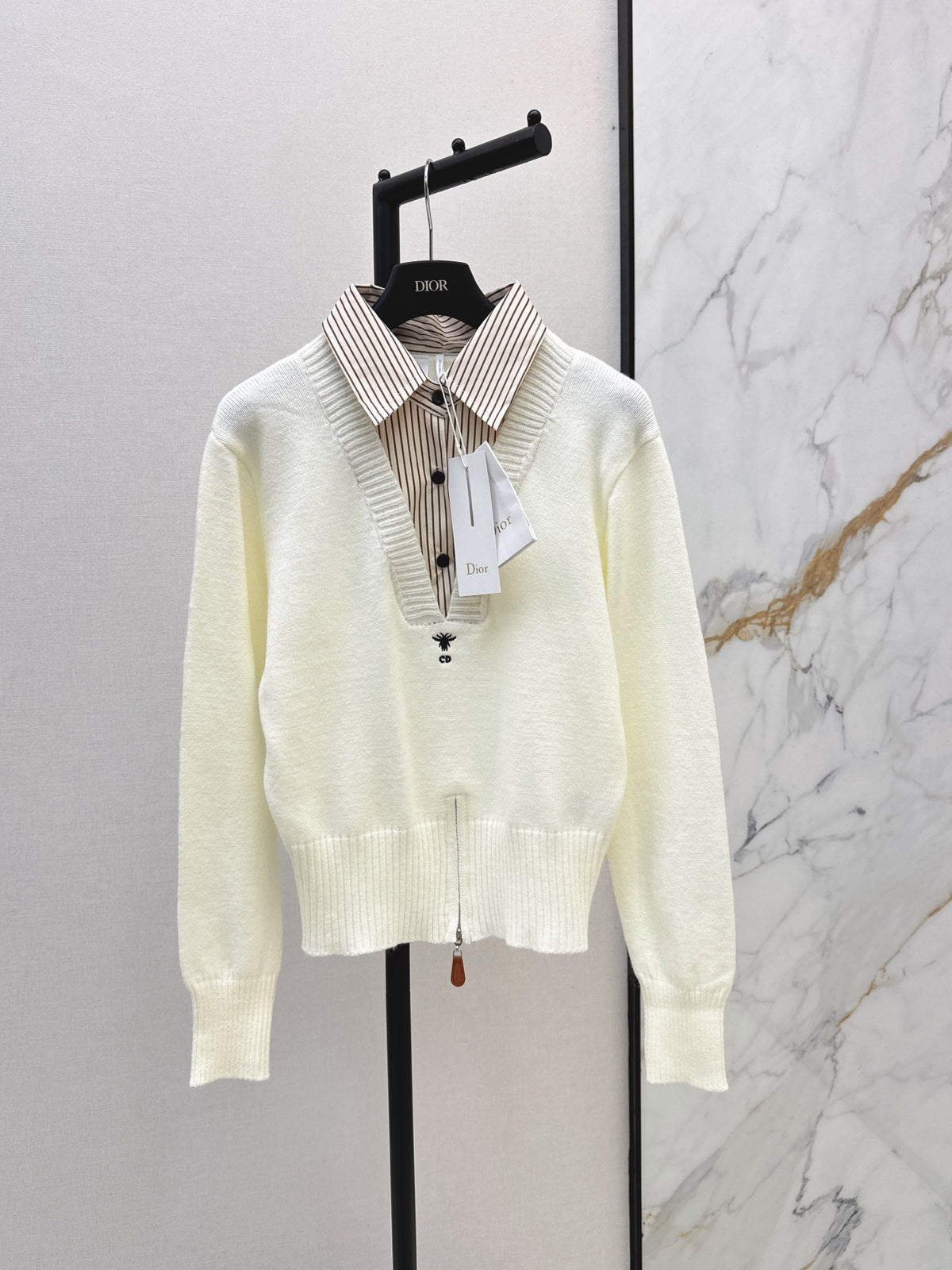 26FW New Patchwork-Design Collared Sweater🤍🤎