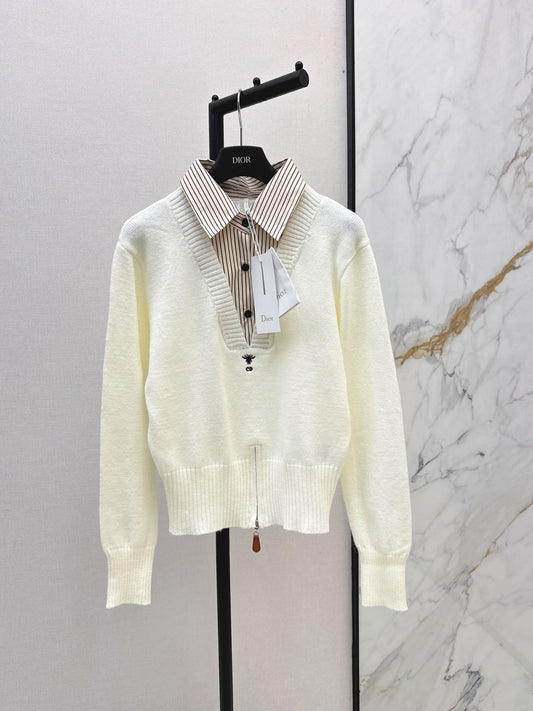 26FW New Patchwork-Design Collared Sweater🤍🤎