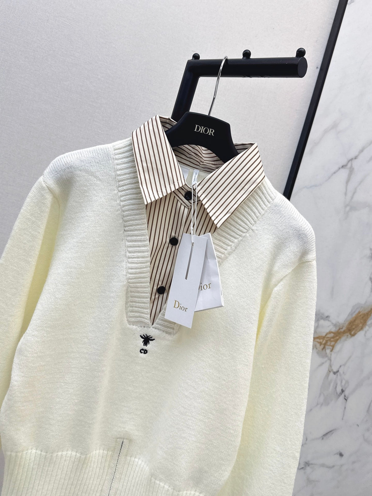 26FW New Patchwork-Design Collared Sweater🤍🤎