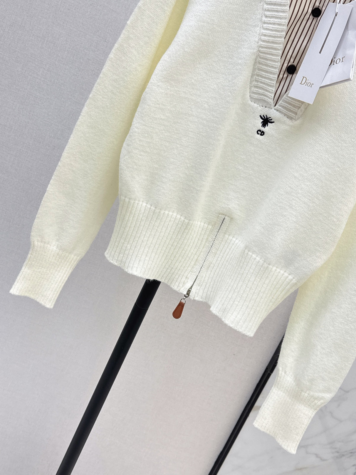 26FW New Patchwork-Design Collared Sweater🤍🤎