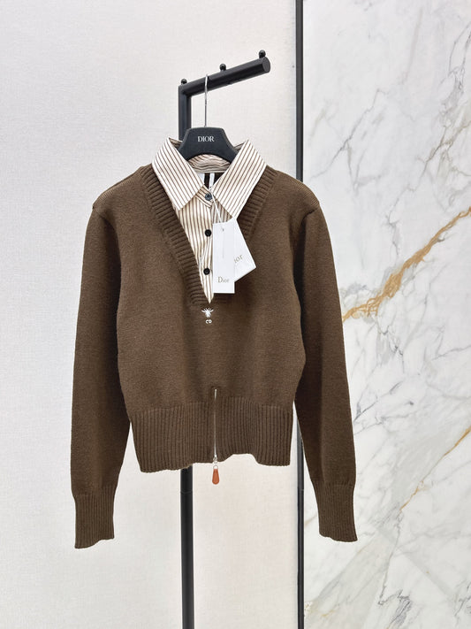 26FW New Patchwork-Design Collared Sweater🤍🤎