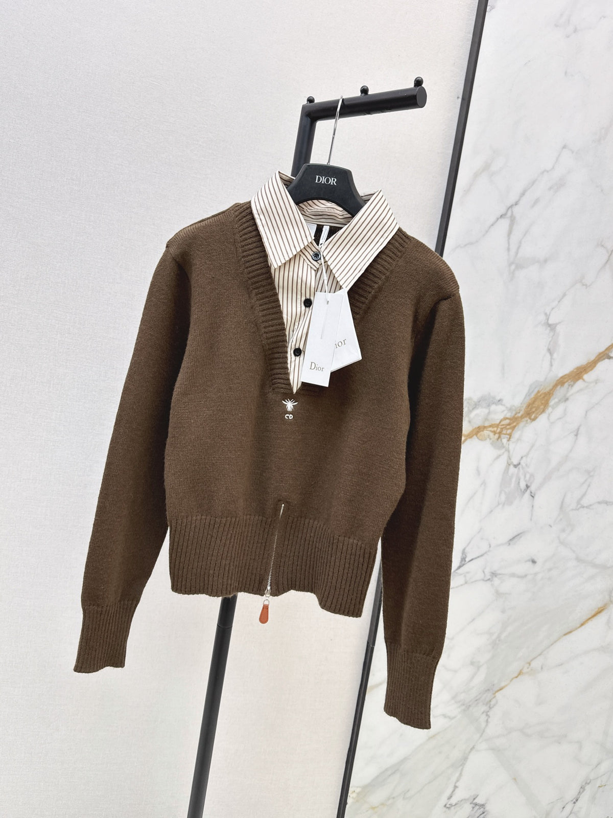 26FW New Patchwork-Design Collared Sweater🤍🤎
