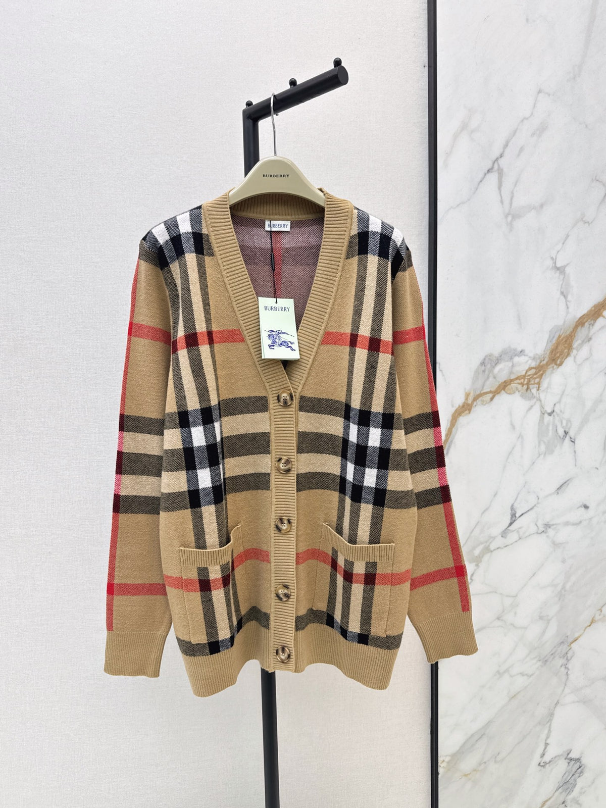 26FW New V-neck Vintage Plaid Wool Knit Cardigan 🤎