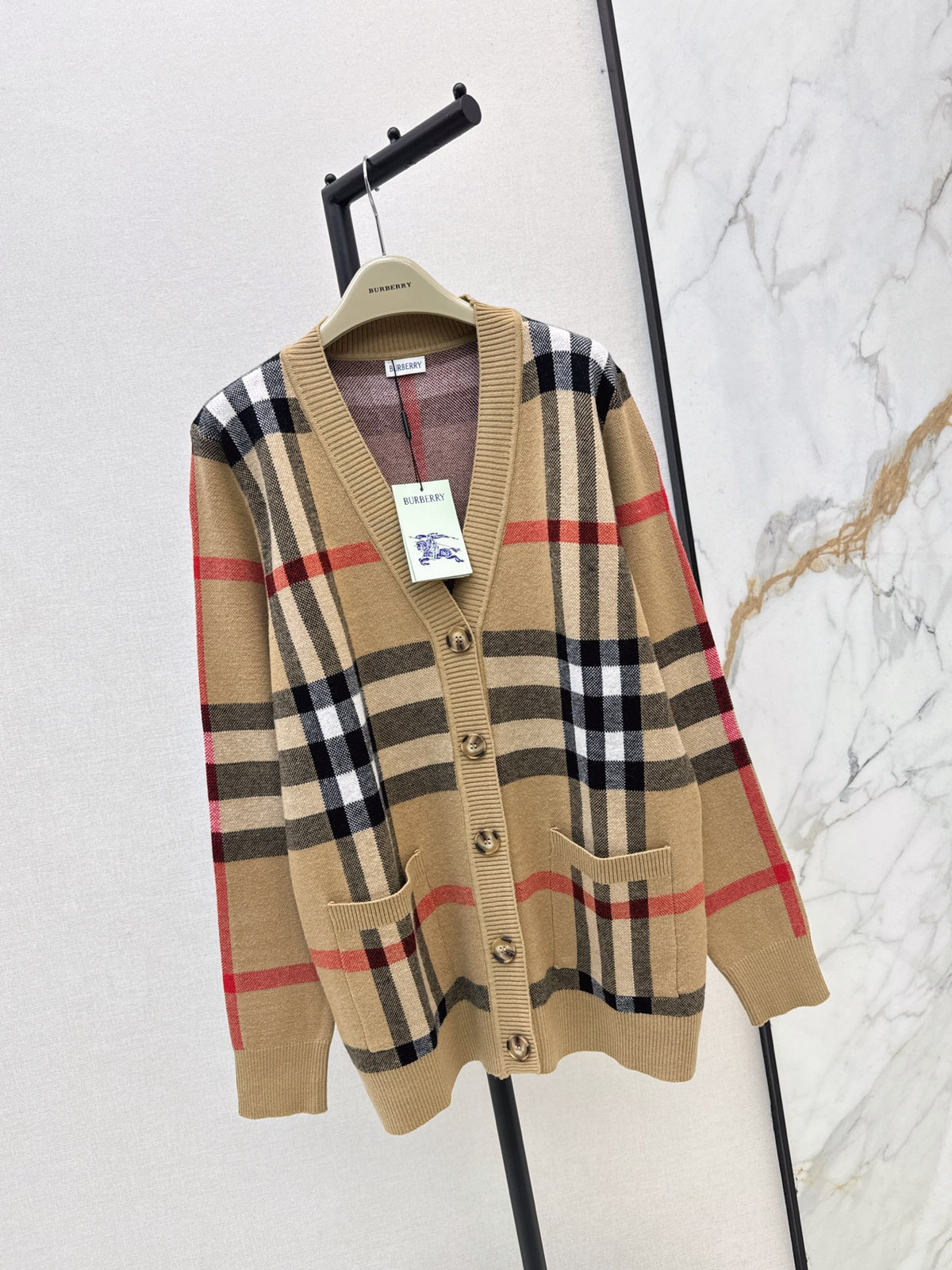 26FW New V-neck Vintage Plaid Wool Knit Cardigan 🤎