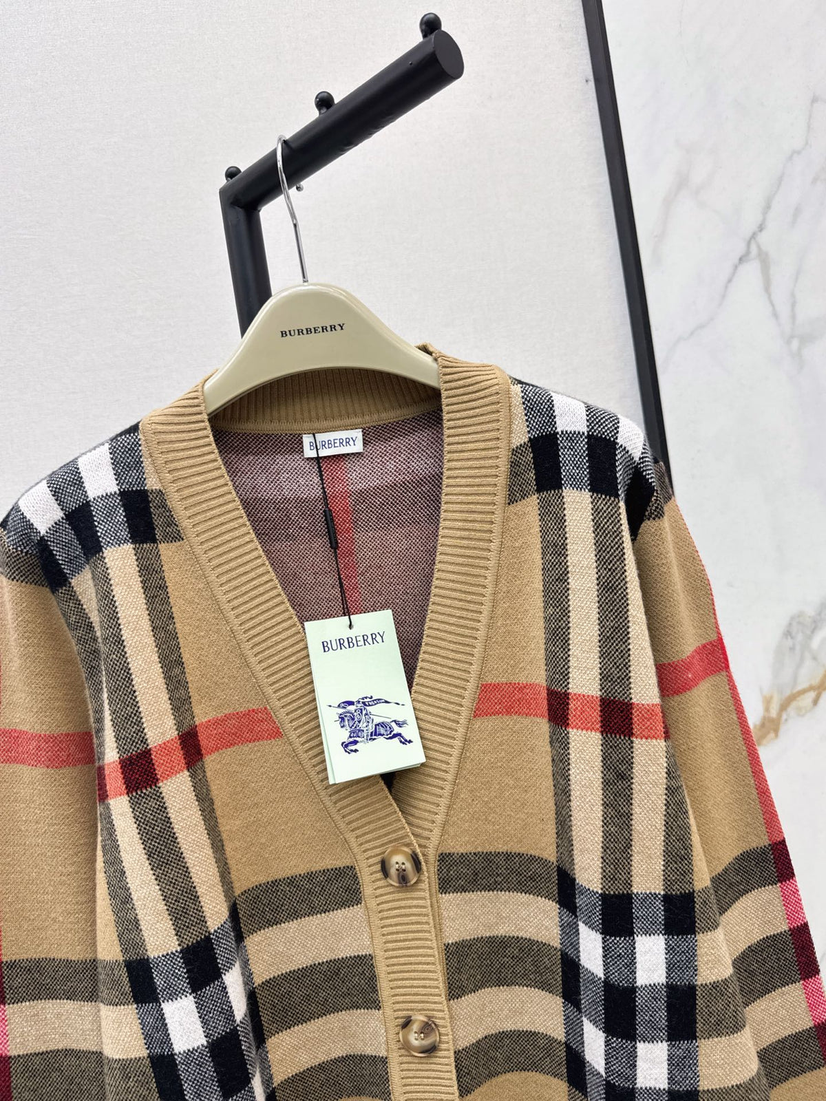 26FW New V-neck Vintage Plaid Wool Knit Cardigan 🤎