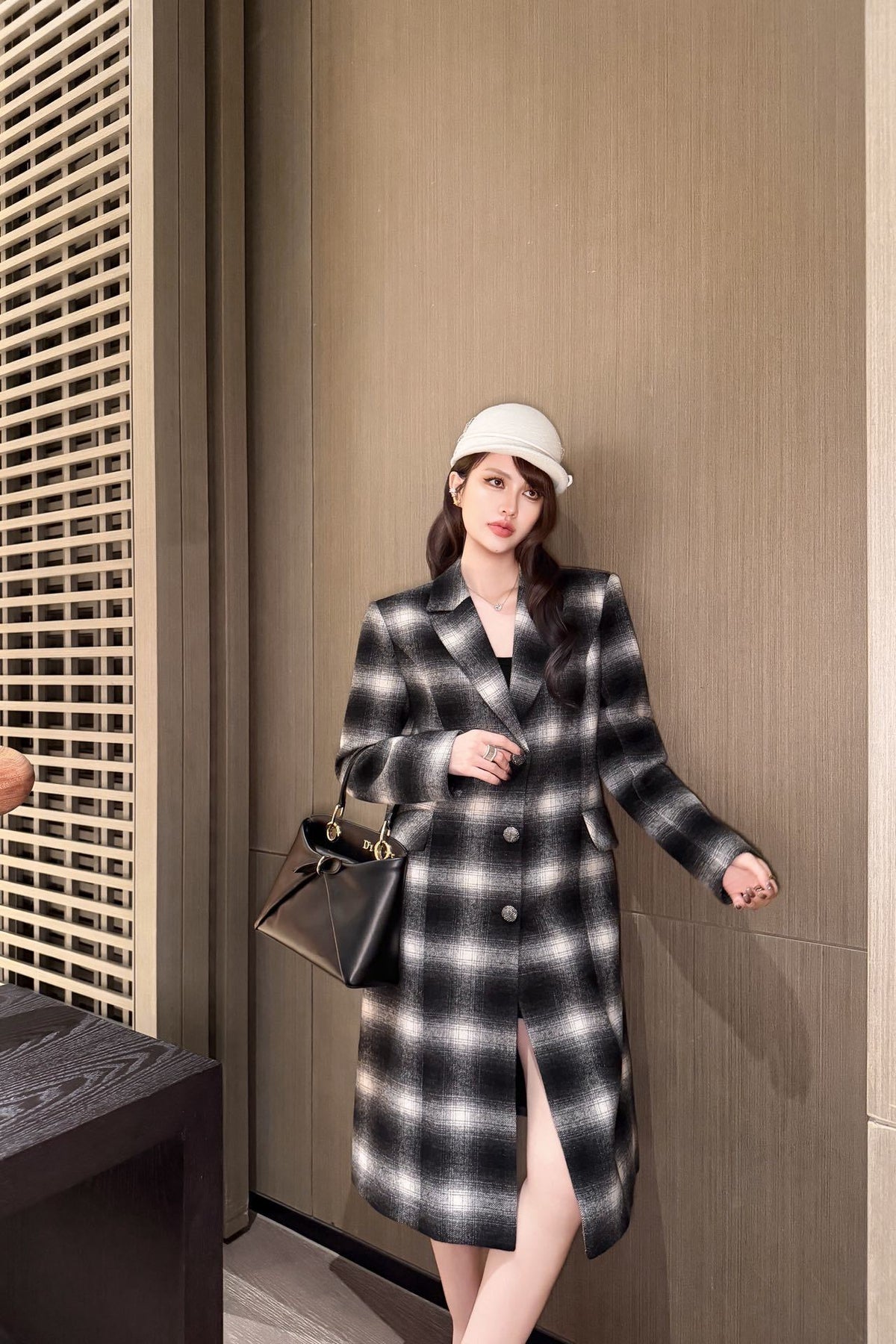 26FW New Vintage-Style Plaid Long Coat 🖤