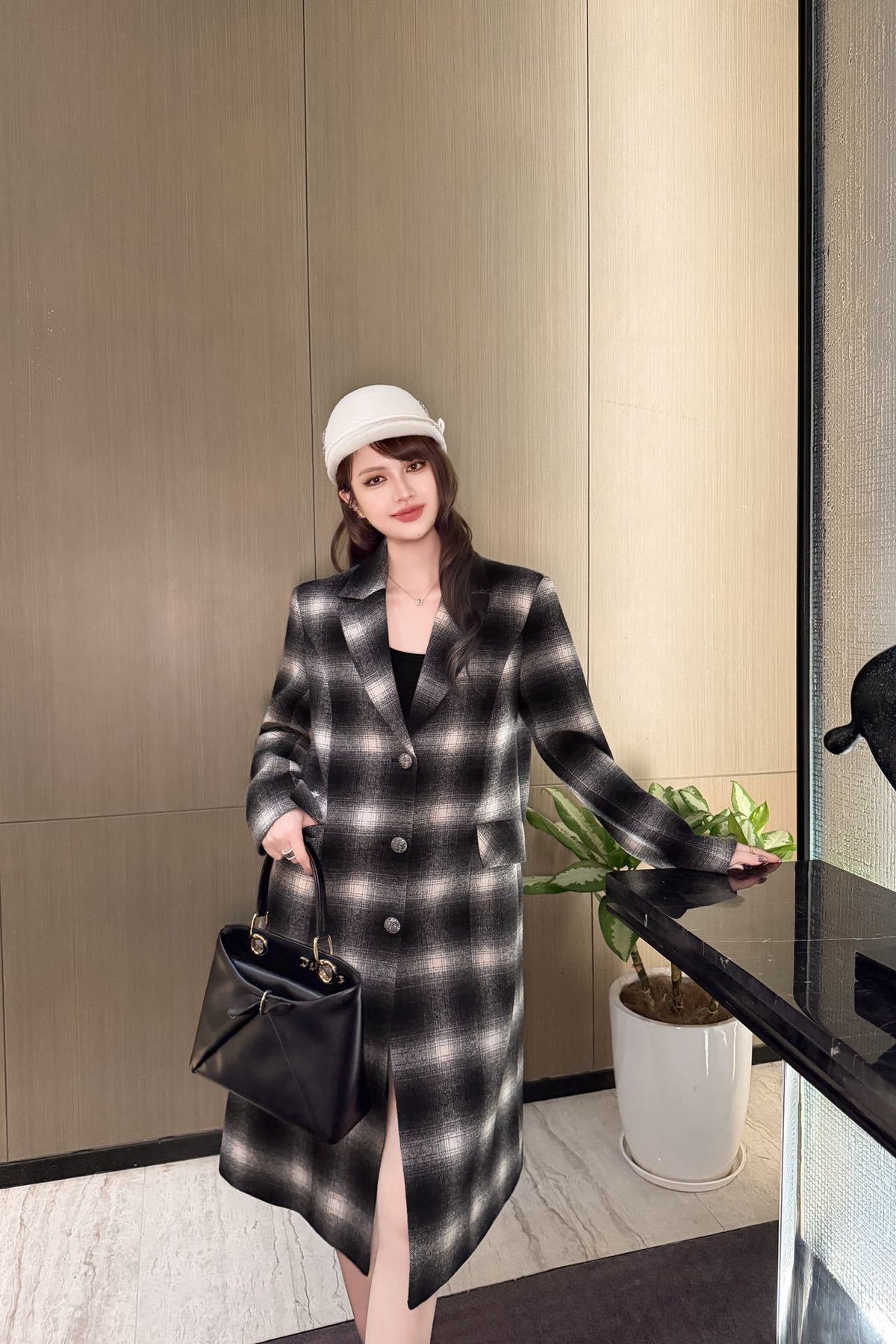 26FW New Vintage-Style Plaid Long Coat 🖤