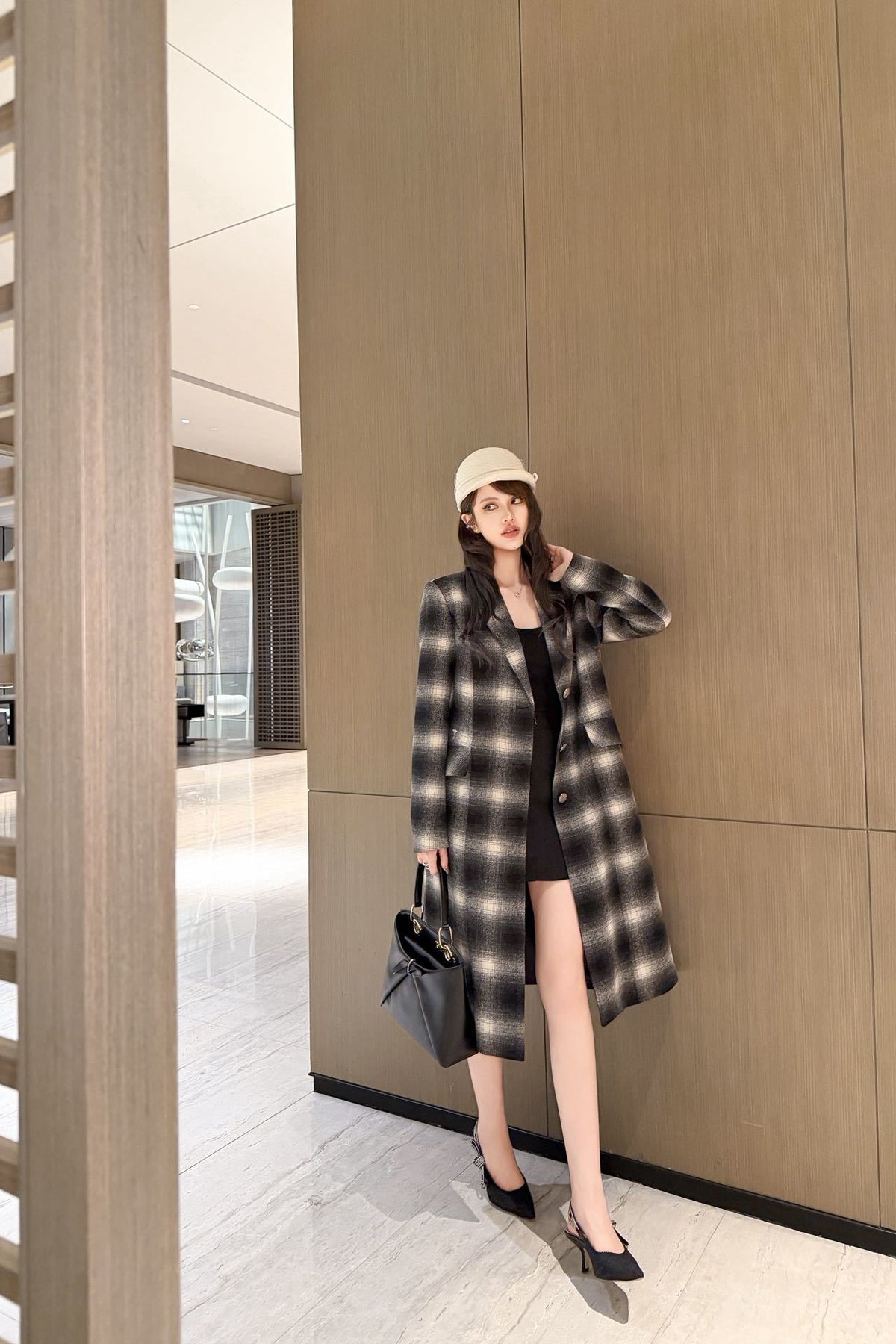 26FW New Vintage-Style Plaid Long Coat 🖤