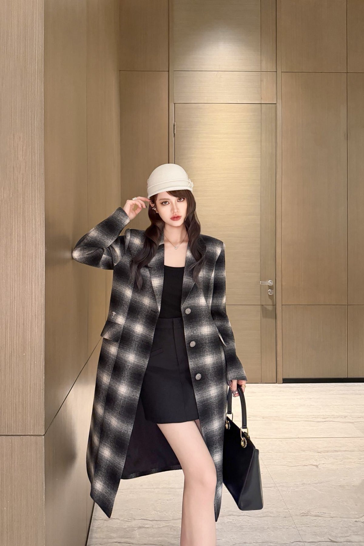 26FW New Vintage-Style Plaid Long Coat 🖤