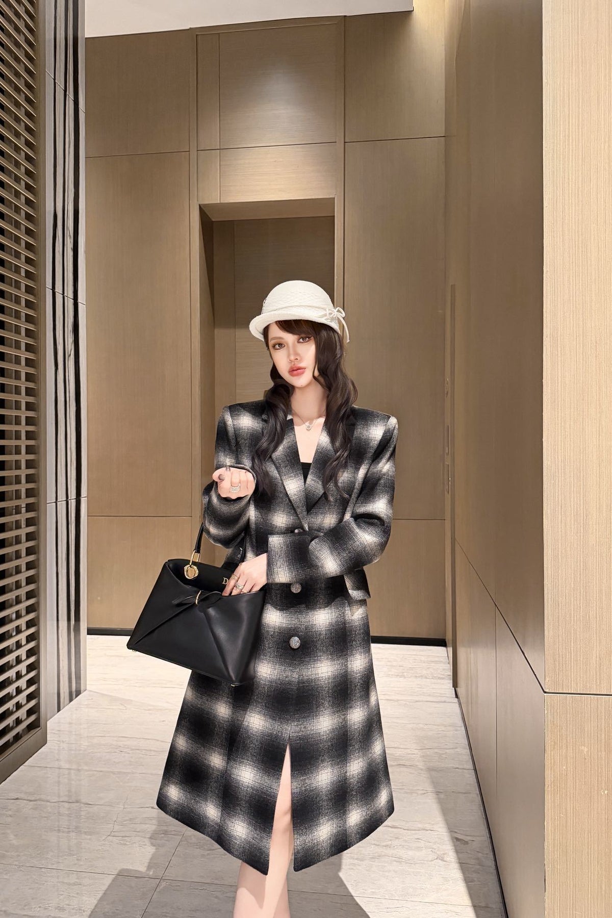 26FW New Vintage-Style Plaid Long Coat 🖤