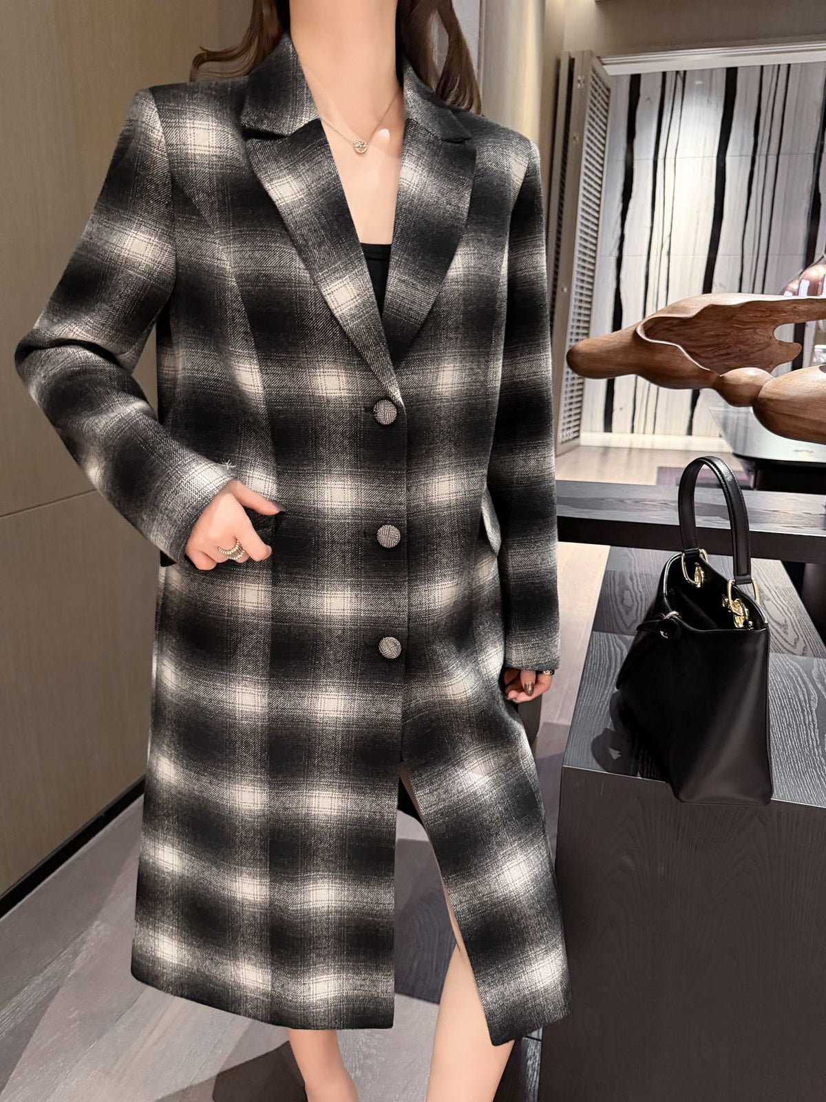 26FW New Vintage-Style Plaid Long Coat 🖤