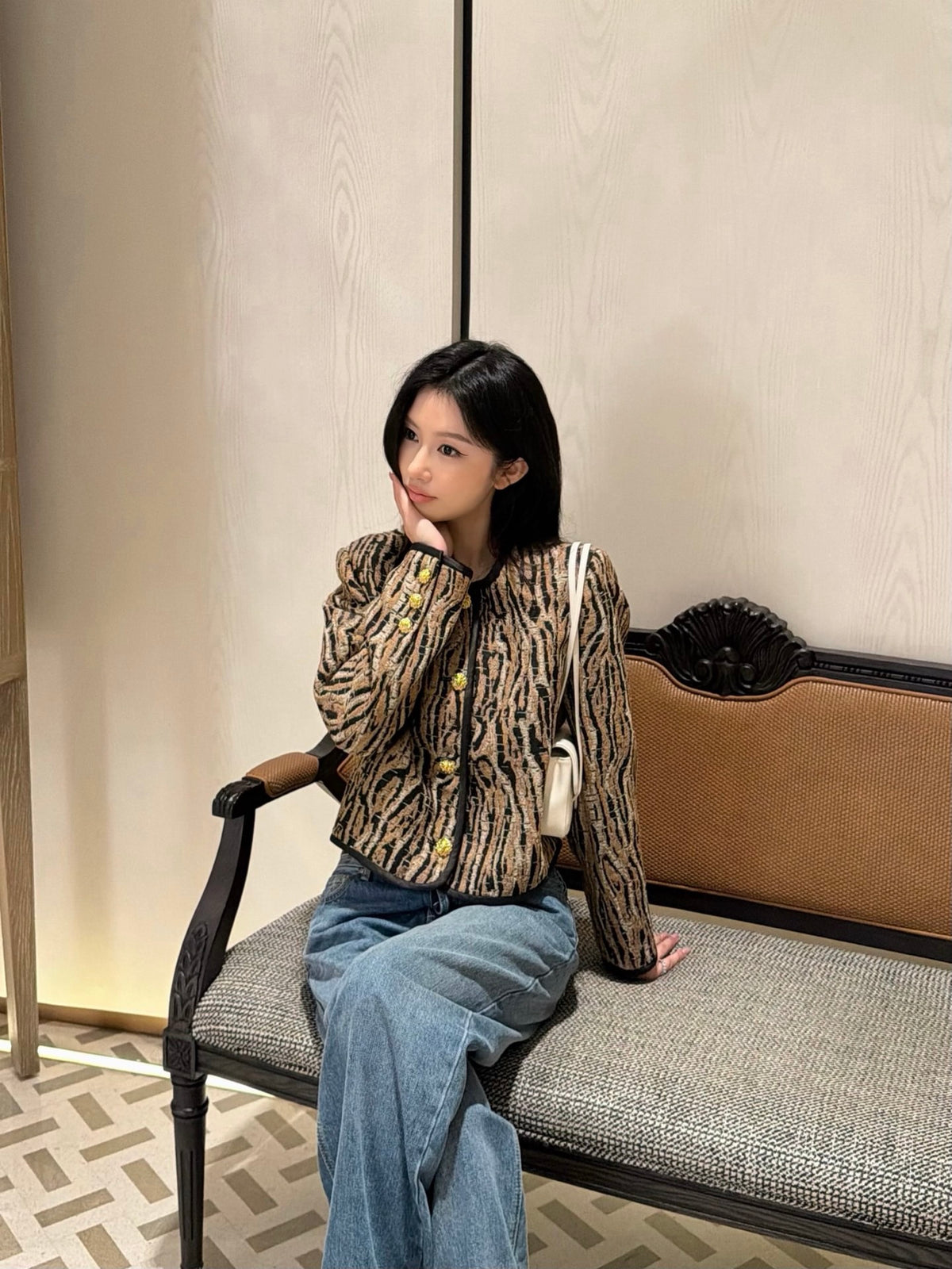 26FW New Crew-Neck Cropped Leopard-Print Jacket 🤎