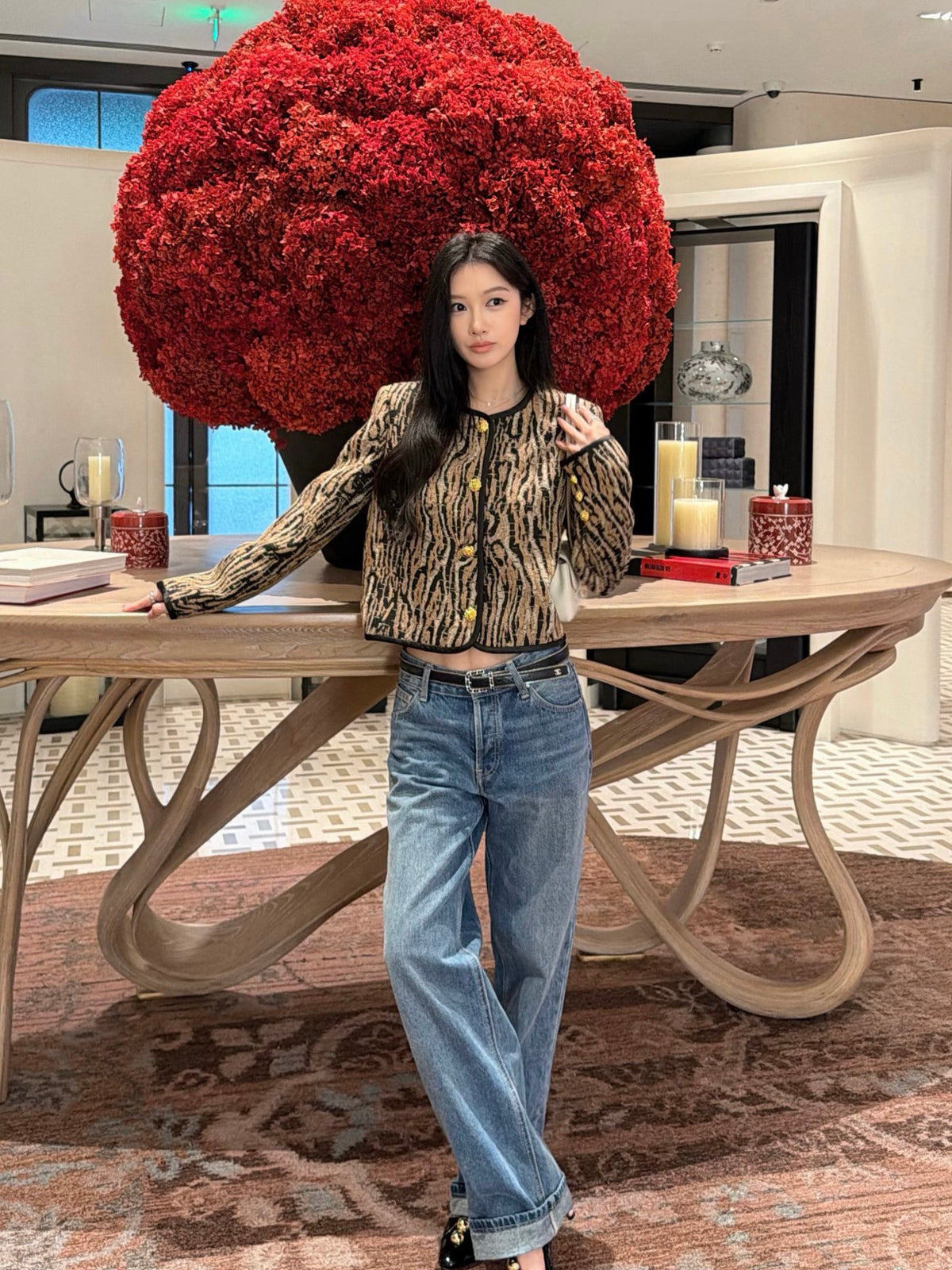 26FW New Crew-Neck Cropped Leopard-Print Jacket 🤎
