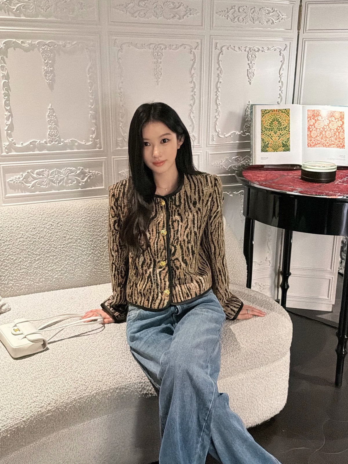 26FW New Crew-Neck Cropped Leopard-Print Jacket 🤎