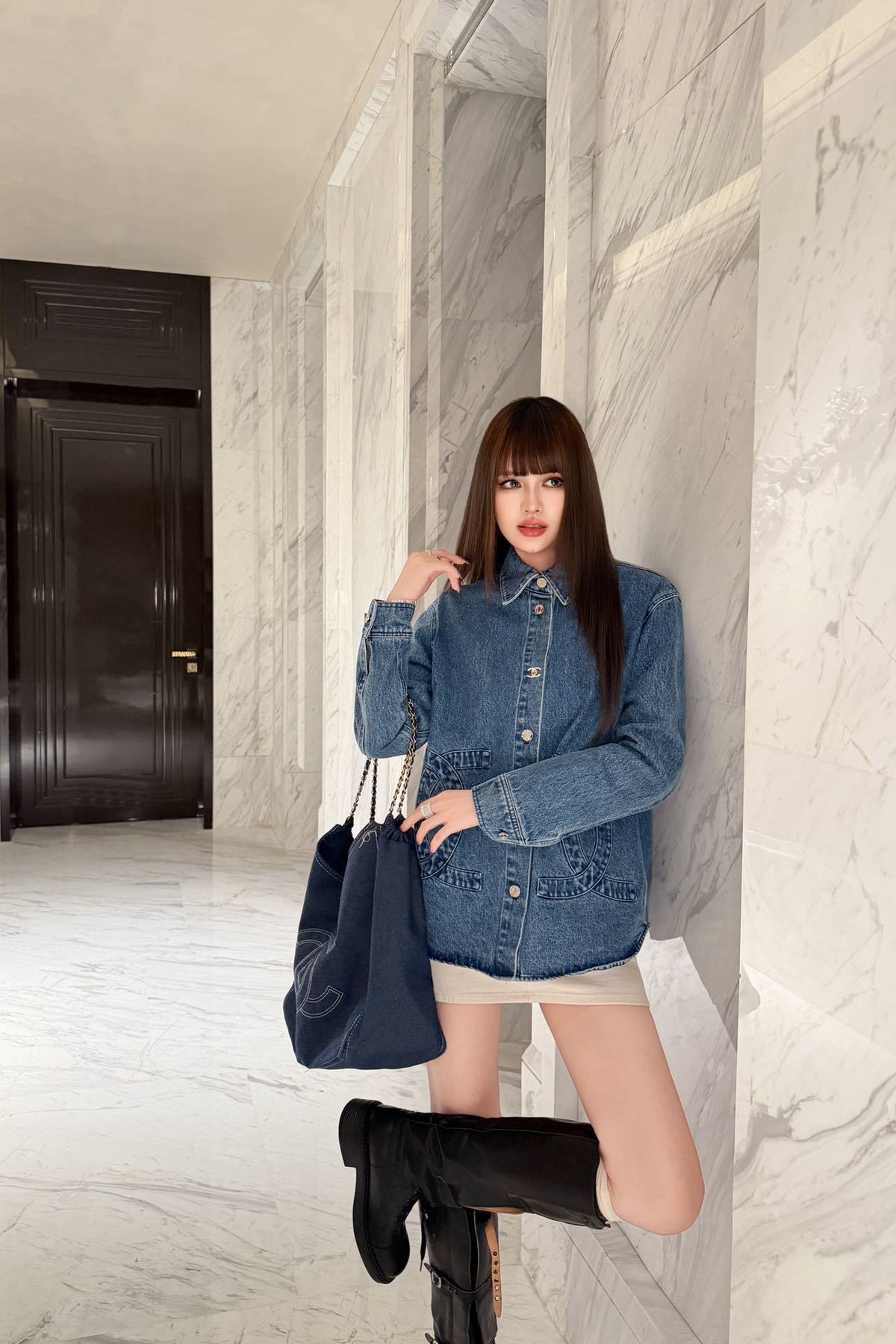 26FW Denim Shirt Jacket with New Logo Embellishment 🩵