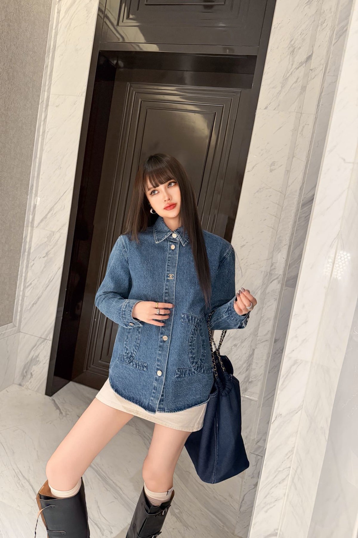 26FW Denim Shirt Jacket with New Logo Embellishment 🩵