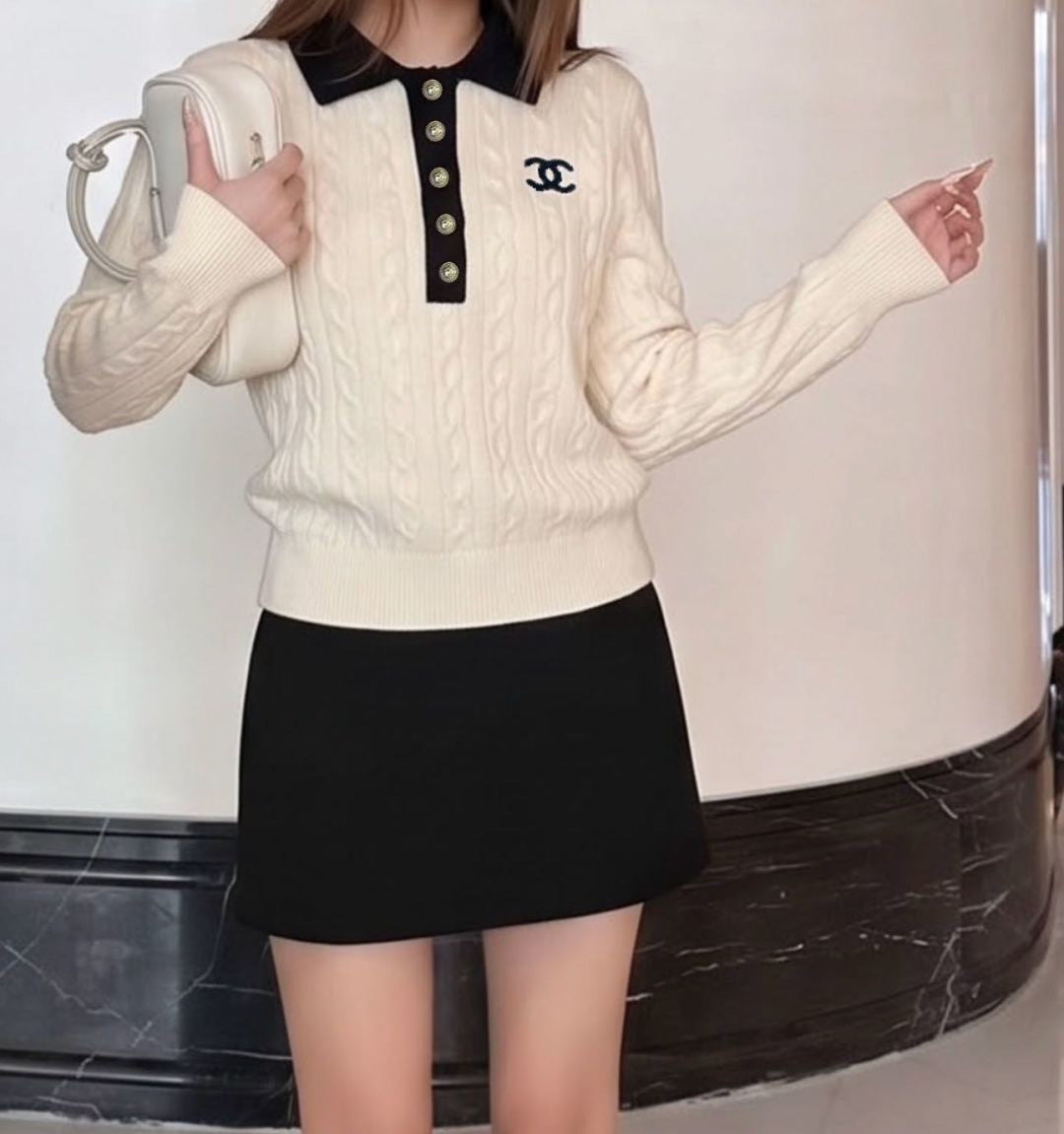 26FW New Collared Knit Top 🤍🖤